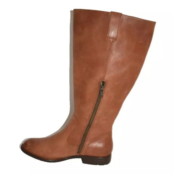 New BORN Shaunie Cognac Leather Knee High Boots Wide Calf WC 7 M Br0040857 DD447 - Picture 2 of 7